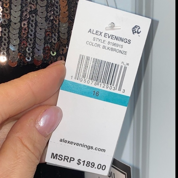 Women’s Short Blouson Dress with sequin Top and Velvet Skirt by Alex Evenings - Picture 7 of 7